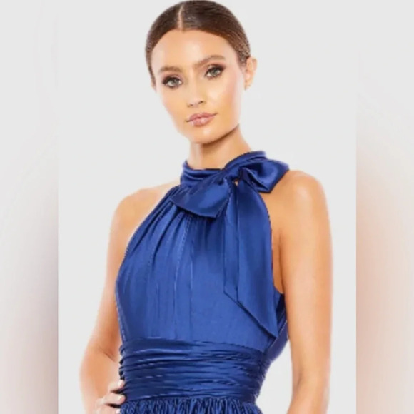 Mac Duggal Ruffle Halter Dress Saphire size 4 NWT - Picture 2 of 9